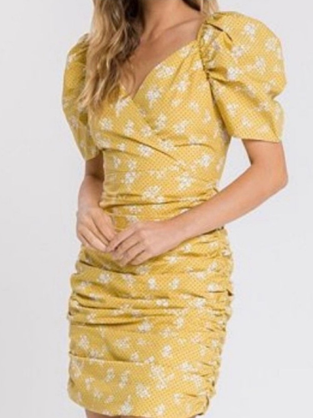 English Factory Yellow Puff Sleeve Dress